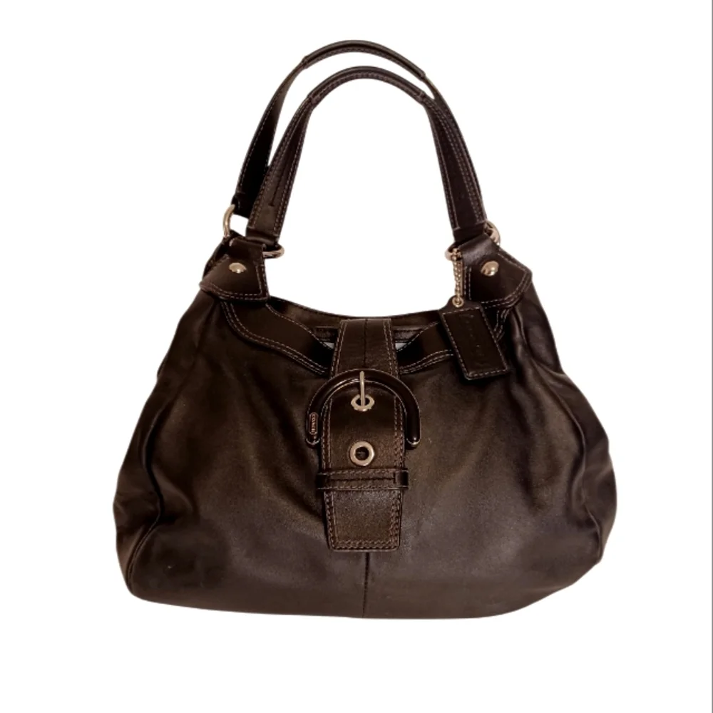 Coach Soho Leather Three Compartment Shoulder Bag Purse Black